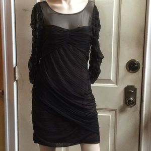 BCBGMaxAzria  black cocktail shift dress Sz L